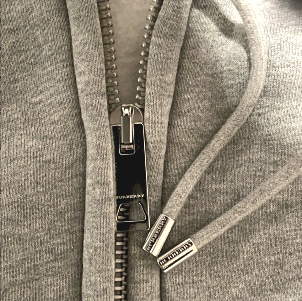 Burberry Nova  Pale Grey Melange Zip-front Cotton - Picture 4 of 7